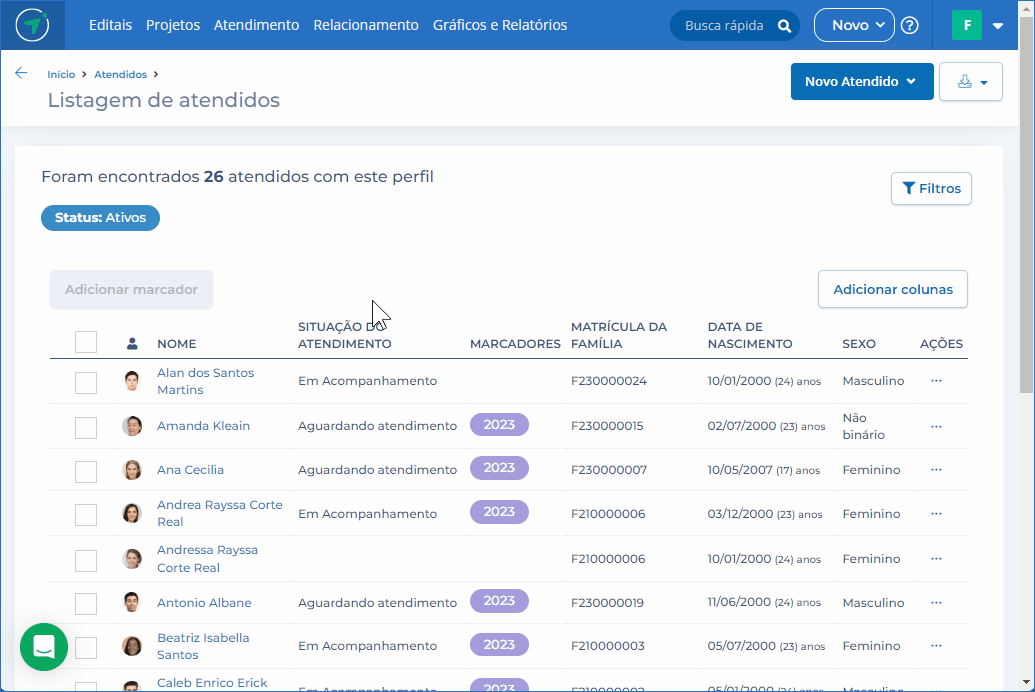 Animação da plataforma Bússola Social gerando relatórios