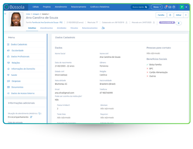 Interface de Gestão de Atendidos