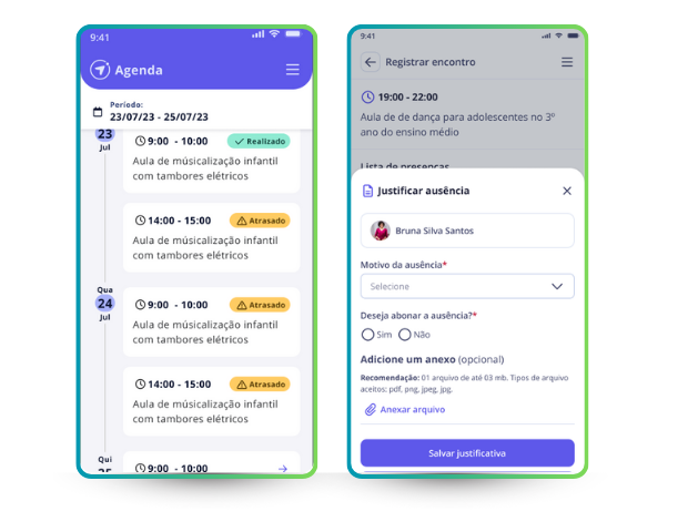 Interface do App do Educador Social