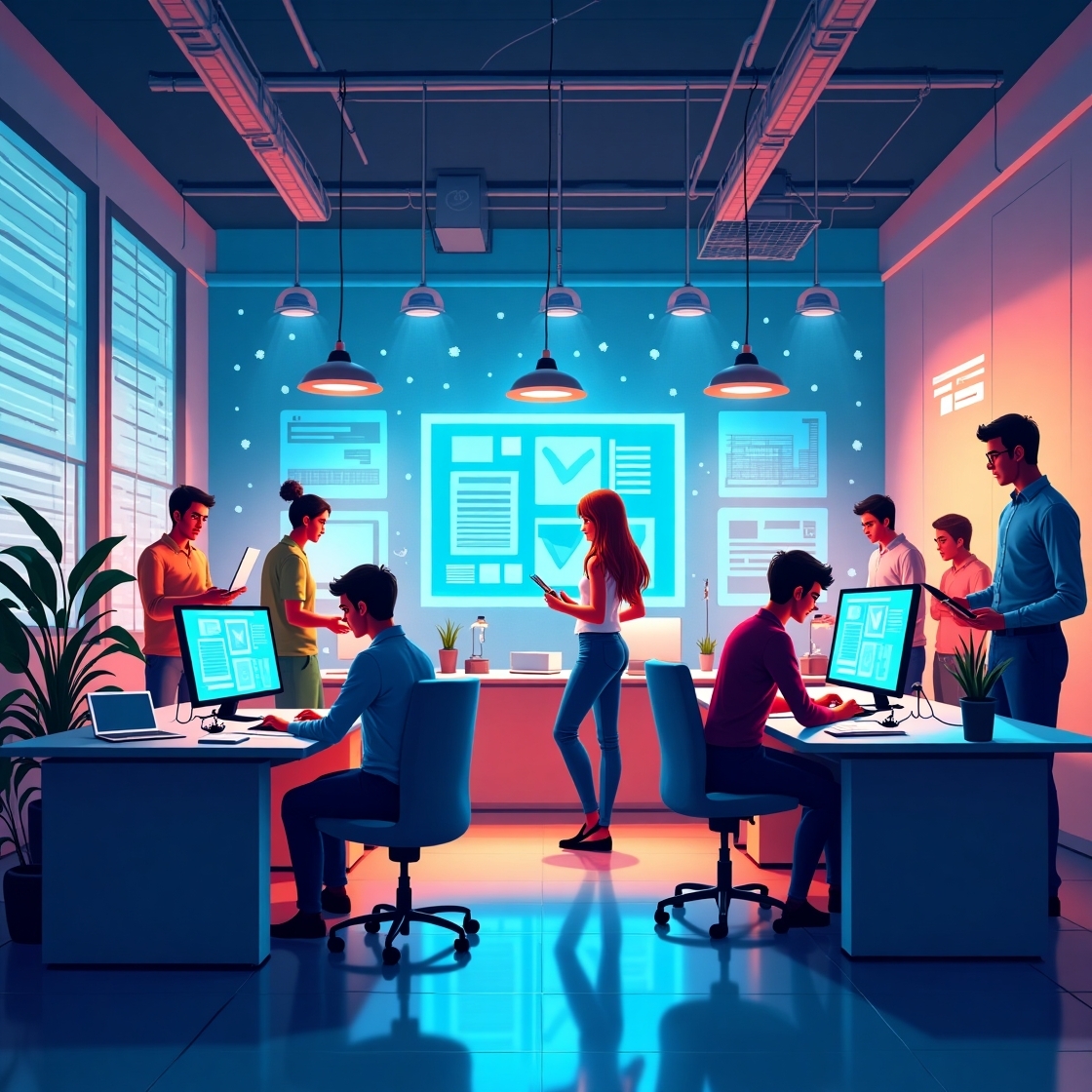 Ilustração sobre a gestão no terceiro setor com organização digital de dados e relatórios