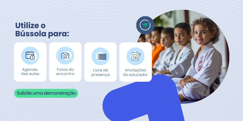 Imagem ilustrativa sobre a utilização da Bússola Social para gestão de projetos educacionais